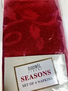 Red Napkins Christmas Damask Traditional Set of 4 NEW Cotton blend 17" Bardwil - Picture 1 of 7