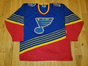 Vintage 1995 Starter St. Louis Blues Music Horn Men's NHL Hockey Team JERSEY L - Picture 1 of 15