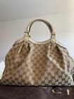 GUCCI SOOKIE Tote Bag Canvas 211944-493075 Leather Ivory Beige Handbag Preowned