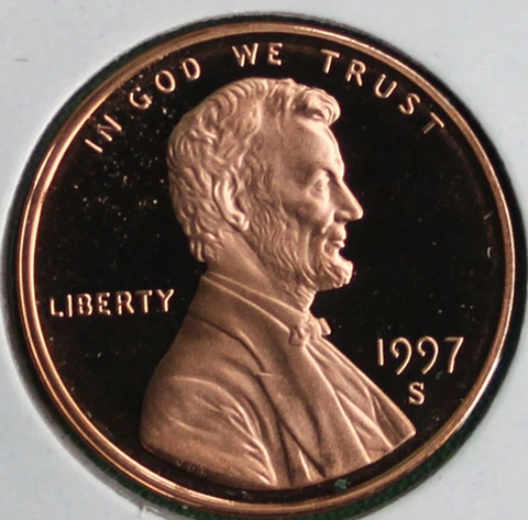 1997 S Lincoln Memorial Penny One-Cent Proof US Mint Coin 1c from Proof Set Cover