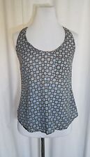Lucca Coutre Blue Black Cotton Top Geometric Print Sleeveless Size Small