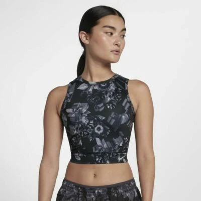 Camiseta sin mangas para mujer Nike Epic LuxRunning estampado floral M negra gris gimnasio correr yoga Foto 1 de 3
