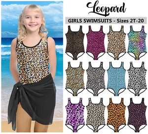 Kids Leopard Swimsuit #1 Baby Girl Teens Bathing Suit Cat Animal Print Spots - Picture 1 of 18