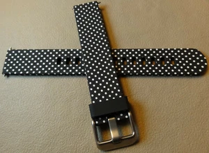 Mens Black w/White Polka Dots Water Resistant Sport 18mm Watch Band Fits Digital - Picture 1 of 9