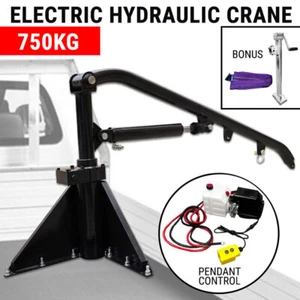 750kg Swivel Hydraulic Crane Hoist 12V Electric Jack UTE Trailer Pick up Lift - Picture 1 of 9