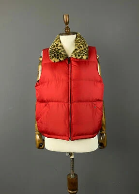 Chaqueta chaleco acolchada de plumón de piel sintética roja Ralph Lauren de mezclilla y suministros para dama talla XL Foto 1 de 4