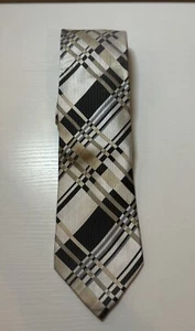 The Big Knot By Steven Land Neck Tie Brown Tan Striped 100% Silk No Stains - Picture 1 of 3