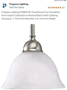 PROGRESS LIGHTING P5068-09 Avalon 1-Light Mini-Pendant, 100 W, Brushed Nickel - Picture 1 of 1