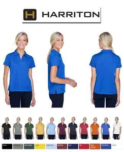 Harriton M353W Ladies 100% Polyester Moisture Wicking Double Mesh Polo Shirt - Picture 1 of 9