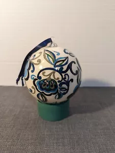 Vera Bradley Mediterranean White, Blue Floral Glass Ornament W/ Keepsake Box. - Picture 1 of 16
