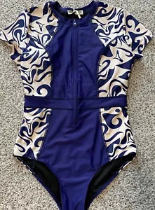GRACE KARIN Women's Swim Rash Guard Short Sleeves front Zip per Front Swimsuit - Picture 1 of 3