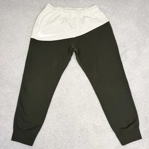 Nike Men NSW Swoosh Jogger Pants, Ivory/Off White and Dark Green Size XL EUC - Picture 1 of 8