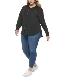 Calvin Klein Jeans Women's Trendy Plus Size Utility Shirt - Picture 1 of 8