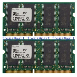 Samsung 512MB 2pcs 256MB PC133 133Mhz 144pin SDRAM Sodimm Laptop Memory Ram - Picture 1 of 6