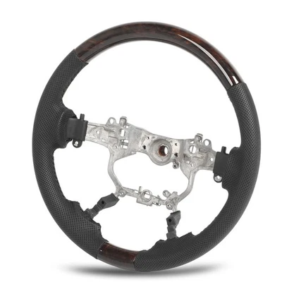 2021 Wood Grain Hydro Dip Steering Wheel Perforated Leather Replacement For - Image 1 of 4