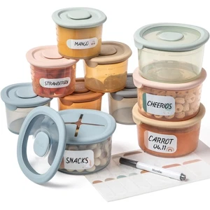 Silicone Baby Food Containers - 8oz/4oz Jars Airtight Lids Freezer Safe - Picture 1 of 9