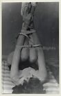 Brunette Woman On Bed / Feed & Hand Restraint - BDSM (2nd Gen. Photo GDR ~1960s)