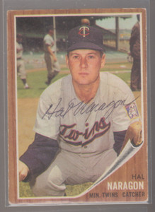 Autographed 1962 Topps Hal Naragon - Twins(Deceased)