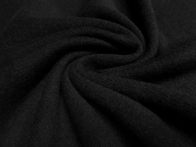 Stoff Ital. Strickstoff 100% Merino Merinostrick Wolle uni schwarz Kleiderstoff - Bild 1 von 4