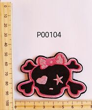 P00104 Pink Pirate Skull Embroidered Patch