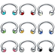 HUFEISEN PIERCING SILBER SEPTUM TRAGUS NASENPIERCING RING NASE LIPPEN KUGEL KLAR