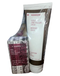 KORRES Iris Lily of the Valley Cotton 50 ml EDT & 235 ml Body Butter NEW SEALED - Picture 1 of 2