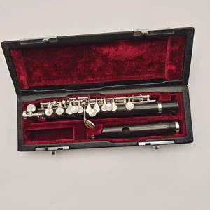 Piccolo With Case C Key Ebony Silver Plated Nice Sound Band - Picture 1 of 5