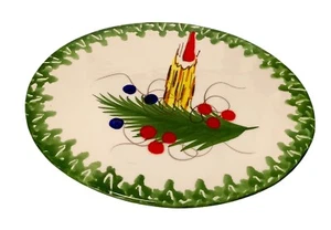 "Vela vintage de remache de Navidad ovalada cerámica Zanolli pintada a mano pino Italia 9""" - Imagen 1 de 3