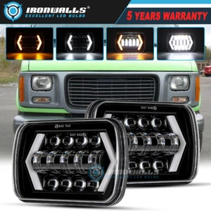 2PCS 5x7" 7X6" LED Headlight Hi/Lo DRL For Jeep Cherokee XJ Wrangler YJ JK GMC - Picture 1 of 12