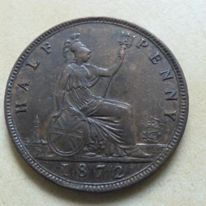 Victoria Half-Penny 1872 Nice Grade (myrefn366) - Picture 1 of 8