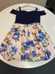 Speechless Kids / Blue & Floral Balloon Dress / Sleeveless/ Size 18.5 - Picture 1 of 4