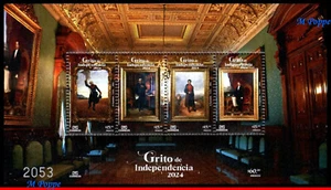 24-23 MEXICO 2024 INDEPENDENCE DAY, CRY OF INDEPENDENCE, PAINTINGS, ART, S/S MNH - Picture 1 of 2