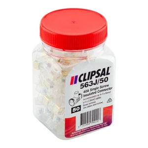 Clipsal 40A Single Screw Insulated Connectors 50 Pack | 563J/50 - Picture 1 of 1
