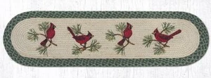 Braided Jute Hand Stenciled Oval Table Runner. Earth Rugs. CARDINALS. 13" X 48" - Picture 1 of 1
