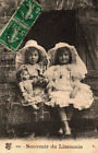 Souvenir du Limousin Girls with a Hat and a Doll Vintage Postcard B143