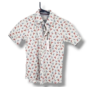 New FAZE 1 Lobster Anchor Print Button Up Nautical Short Sleeve Shirt Size S - Picture 1 of 9
