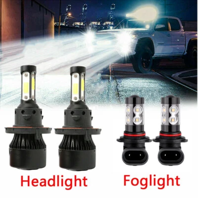 Для 2004-2014 Ford F-150 6000K светодиодные фары дальнего/дальнего света + противотуманные лампы комбо 4 x WW - Изображение 1 из 4