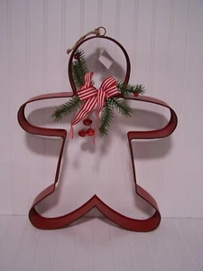 LARGE 22 in Gingerbread Man Cookie Cutter RED Metal Christmas Decor NEW Mantel - Picture 1 of 3