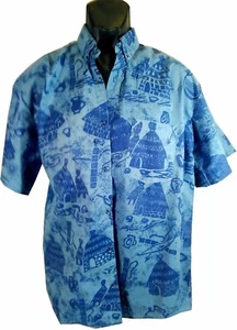 CAMICIA CASUAL BERKERTEX UOMO XL BLU HAWAIANA TROPICALE SPIAGGIA - Foto 1 di 4