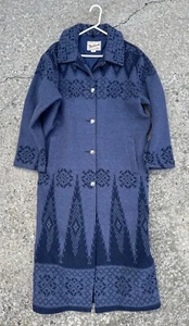 Vtg Woolrich Coat Womens LG Southwest Aztec Wool Blanket Full Length-Made In USA - Picture 1 of 17