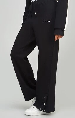 SikSilk Womens Black Wide Leg Joggers UK8 Extra Small - Image 1 of 4