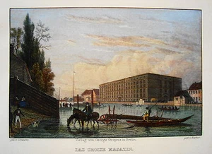 Berlin Das große Magazin kolorierter echter alter Stahlstich 1832 - Picture 1 of 1