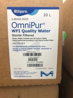 Agua Millipore OmniPur Calidad WFI, Filtrada Estéril, DNasa y RNasa Probada Foto 1 de 2