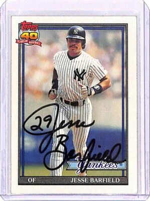 1991 Topps #85 Jesse Barfield New York Yankees cartão de beisebol EX AUTÓGRAFO 21516 - Imagem 1 de 2