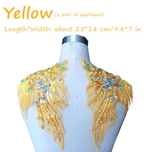 Embroidered Floral Applique Beaded Sequin Patch Trim for Wedding Dress Costume - Picture 1 of 22