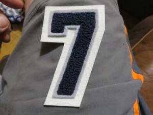 Chenille number "7" Blue / Gray with white back ground Patch Iron On Letterman - Picture 1 of 3