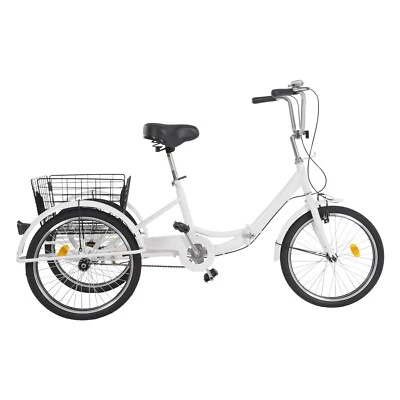 20 Zoll Klappbar Dreirad 3 Rad Für Erwachsene 1-Gänge 3 Räder Fahrrad Mit Korb - Bild 1 von 4