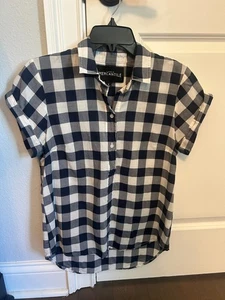 J.CREW Mercantile Women's Blue / white Check pullover top Size S Small - Picture 1 of 5