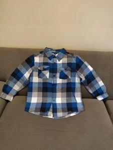 FADED GLORY Boys' 100% Cotton Plaid Long Sleeve Button Down Shirt, size 6/7 - Picture 1 of 4