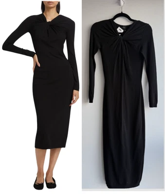 Nuevo con etiquetas Vestido Midi Giambattista Valli Cuello Torcido Manga Larga Negro Talla 2 38 Soldout Foto 1 de 4